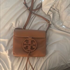 Tory Burch Brown Leather Crossbody Bag with Double-T Logo